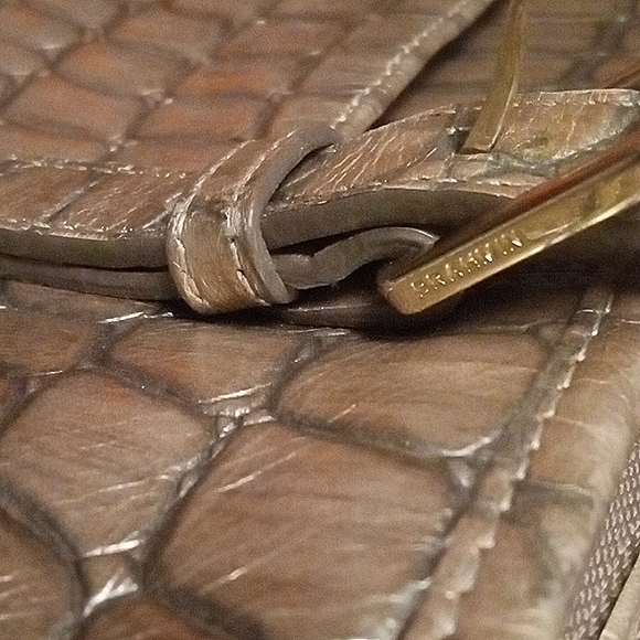 BRAHMIN " Small Asher " Taupe Glossy Satchel Shoulder Bag Purse. For Dillards. - Picture 12 of 16